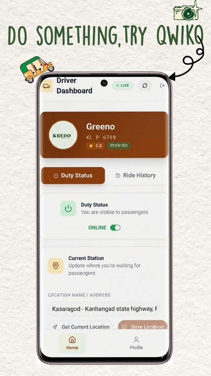 Qwiko Driver App Interface